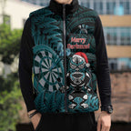 Personalised New Zealand Darts Christmas Sleeveless Puffer Jacket Maori Fern Merry Dartsmas - Aussie Hoodie