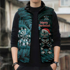 Personalised New Zealand Darts Christmas Sleeveless Puffer Jacket Maori Fern Merry Dartsmas - Aussie Hoodie