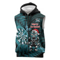 Personalised New Zealand Darts Christmas Sleeveless Zip Hoodie Maori Fern Merry Dartsmas LT14