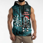 Personalised New Zealand Darts Christmas Sleeveless Zip Hoodie Maori Fern Merry Dartsmas LT14