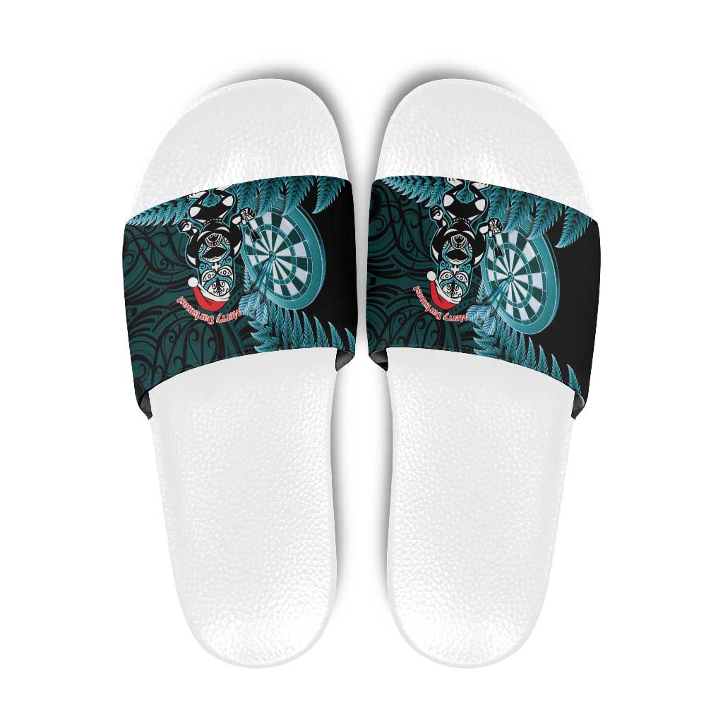 New Zealand Darts Christmas Slide Sandals Maori Fern Merry Dartsmas - Aussie Hoodie