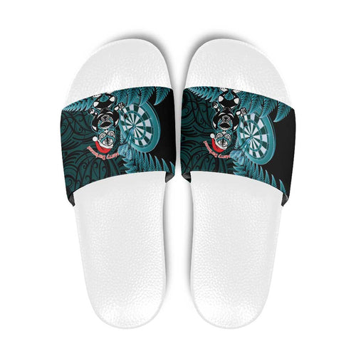 New Zealand Darts Christmas Slide Sandals Maori Fern Merry Dartsmas - Aussie Hoodie