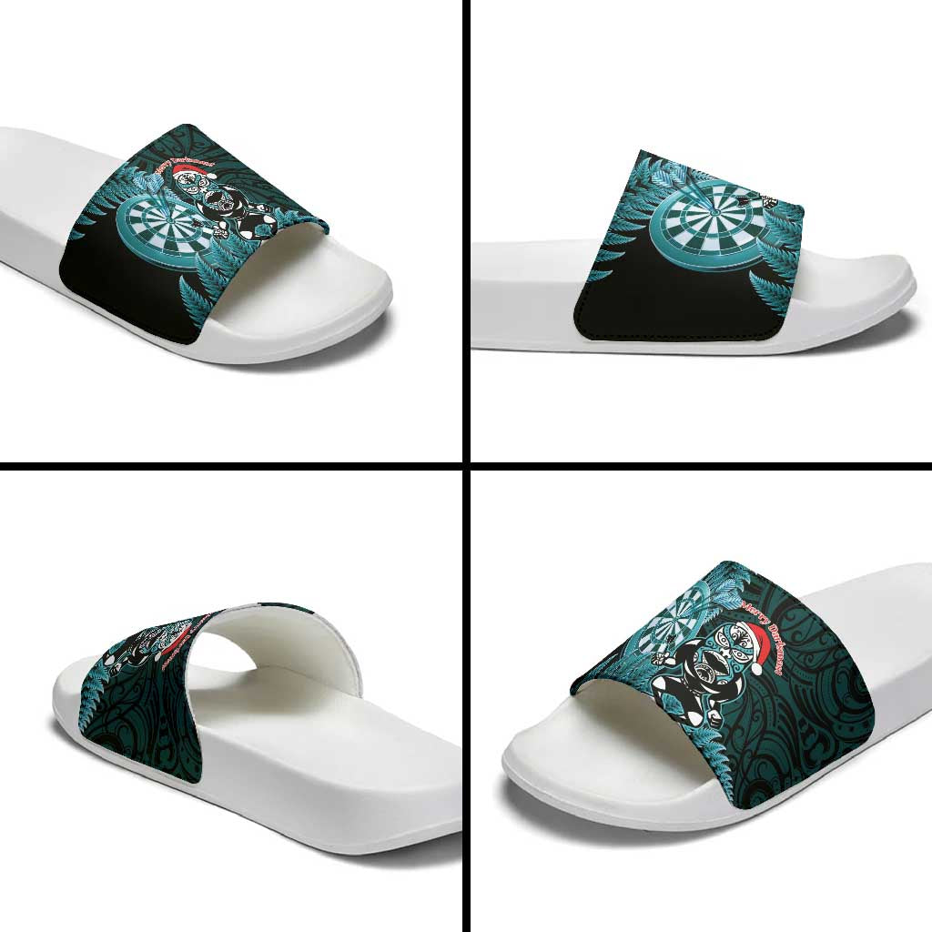 New Zealand Darts Christmas Slide Sandals Maori Fern Merry Dartsmas - Aussie Hoodie
