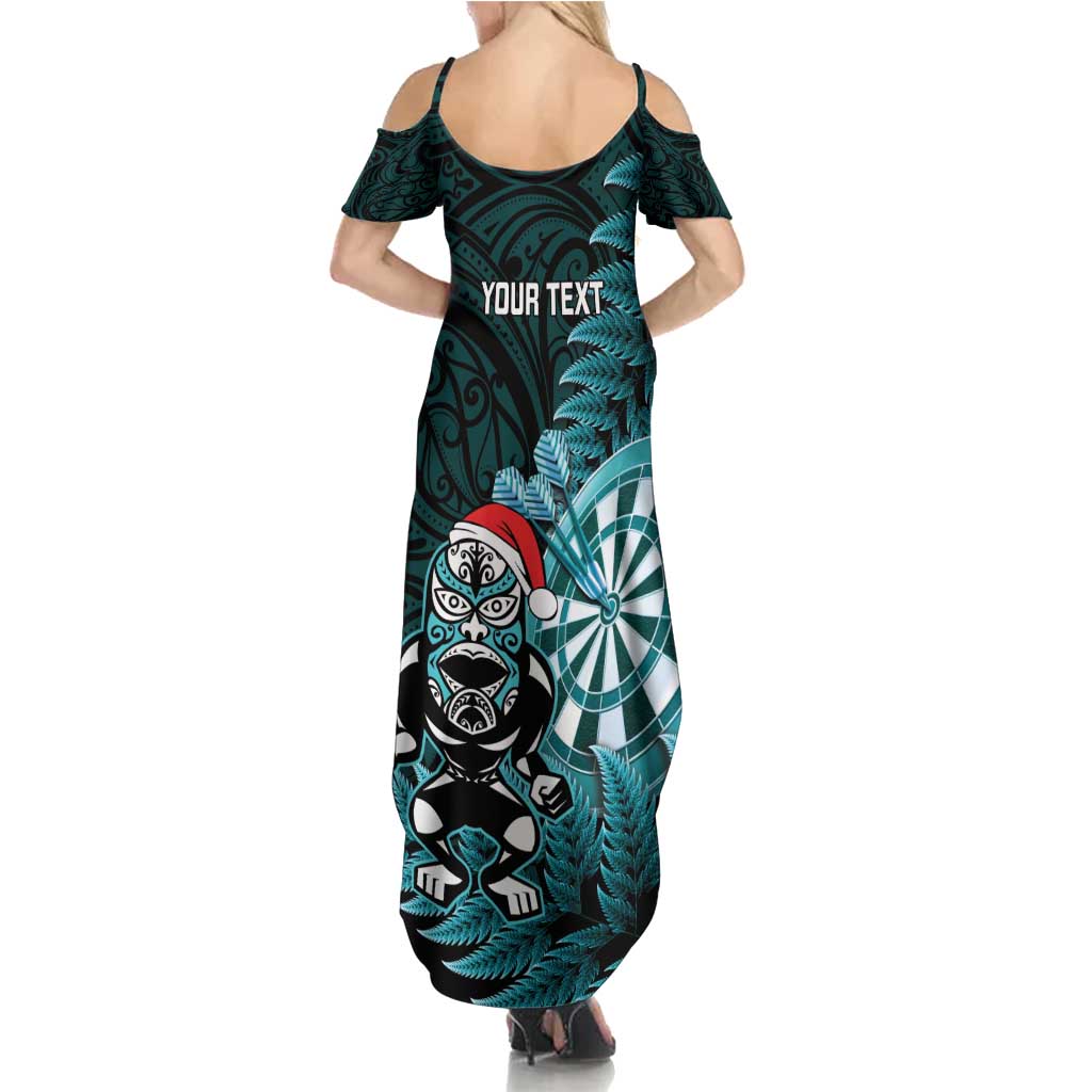 Personalised New Zealand Darts Christmas Summer Maxi Dress Maori Fern Merry Dartsmas - Aussie Hoodie