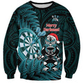 Personalised New Zealand Darts Christmas Sweatshirt Maori Fern Merry Dartsmas - Aussie Hoodie