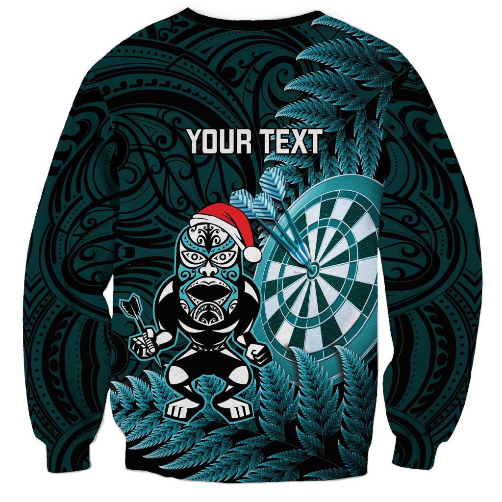 Personalised New Zealand Darts Christmas Sweatshirt Maori Fern Merry Dartsmas - Aussie Hoodie
