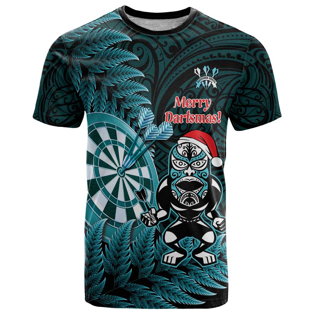 Personalised New Zealand Darts Christmas T Shirt Maori Fern Merry Dartsmas - Aussie Hoodie