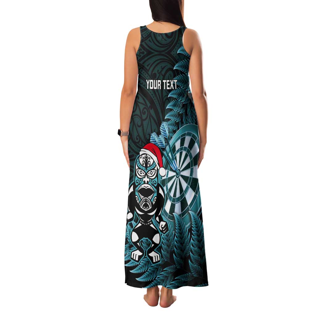 Personalised New Zealand Darts Christmas Tank Maxi Dress Maori Fern Merry Dartsmas - Aussie Hoodie