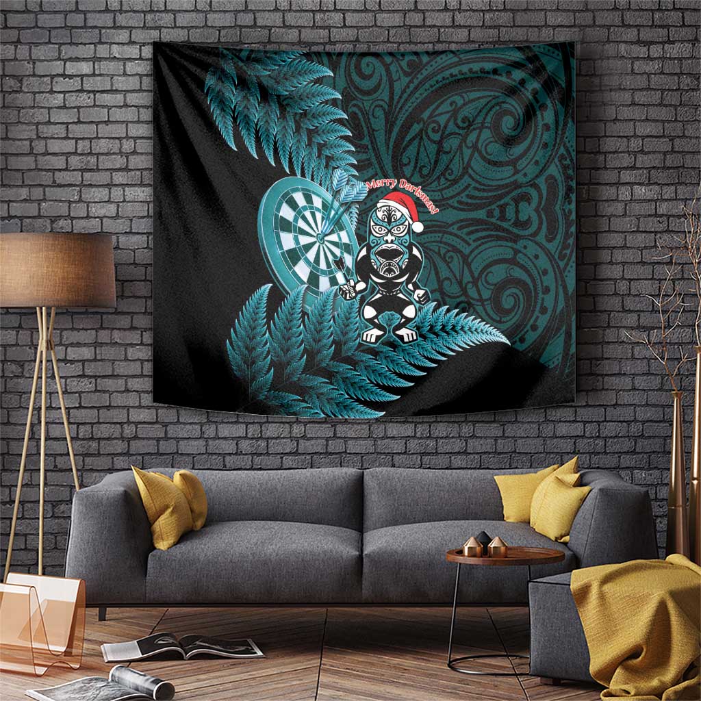 New Zealand Darts Christmas Tapestry Maori Fern Merry Dartsmas - Aussie Hoodie