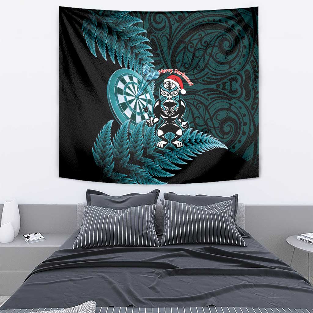 New Zealand Darts Christmas Tapestry Maori Fern Merry Dartsmas - Aussie Hoodie