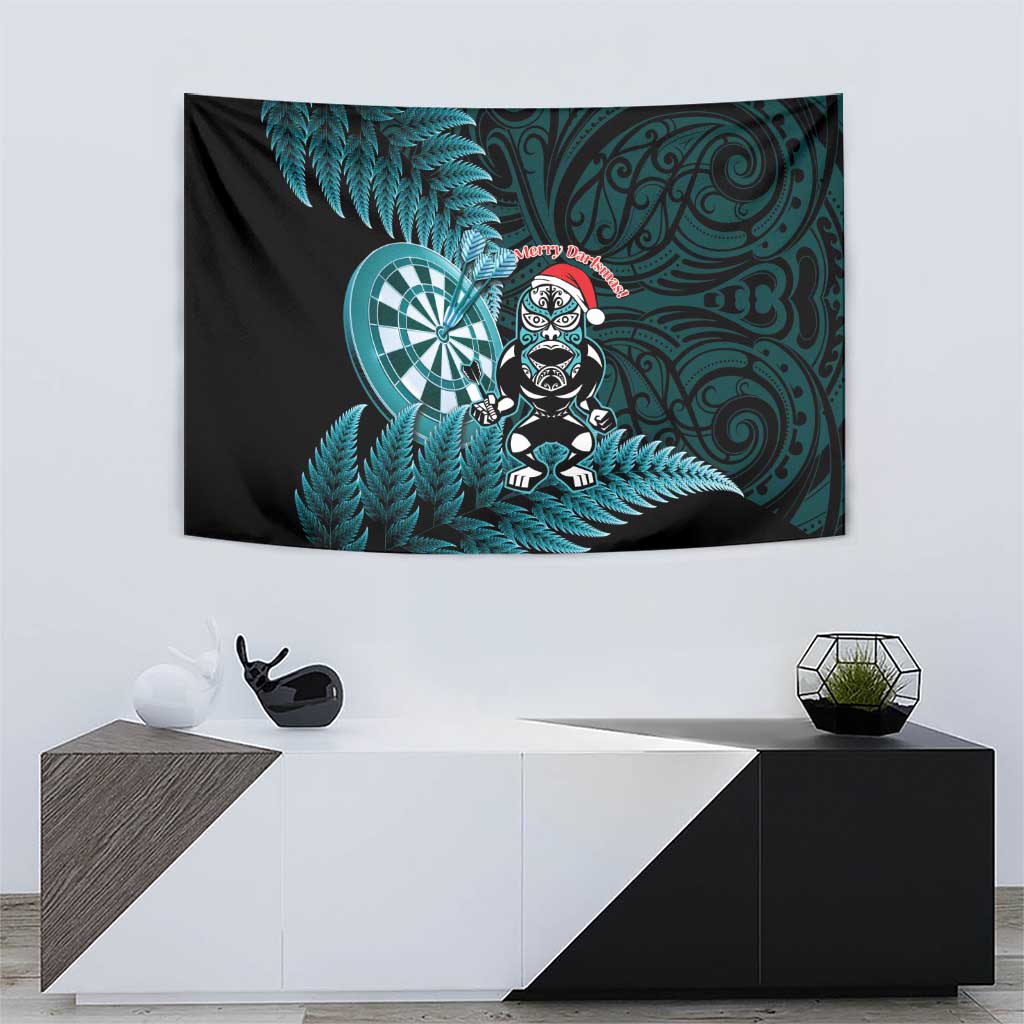 New Zealand Darts Christmas Tapestry Maori Fern Merry Dartsmas - Aussie Hoodie