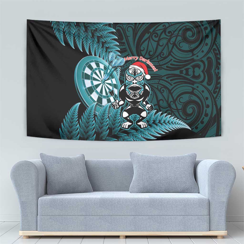 New Zealand Darts Christmas Tapestry Maori Fern Merry Dartsmas - Aussie Hoodie
