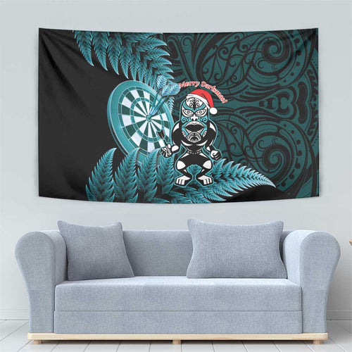 New Zealand Darts Christmas Tapestry Maori Fern Merry Dartsmas - Aussie Hoodie