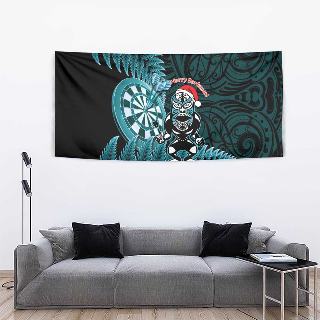 New Zealand Darts Christmas Tapestry Maori Fern Merry Dartsmas - Aussie Hoodie
