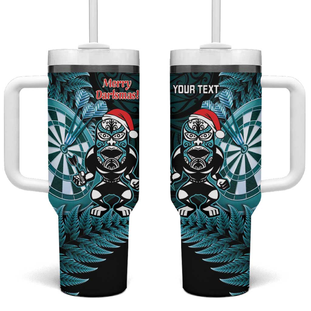 Personalised New Zealand Darts Christmas Tumbler With Handle Maori Fern Merry Dartsmas - Aussie Hoodie