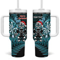Personalised New Zealand Darts Christmas Tumbler With Handle Maori Fern Merry Dartsmas - Aussie Hoodie