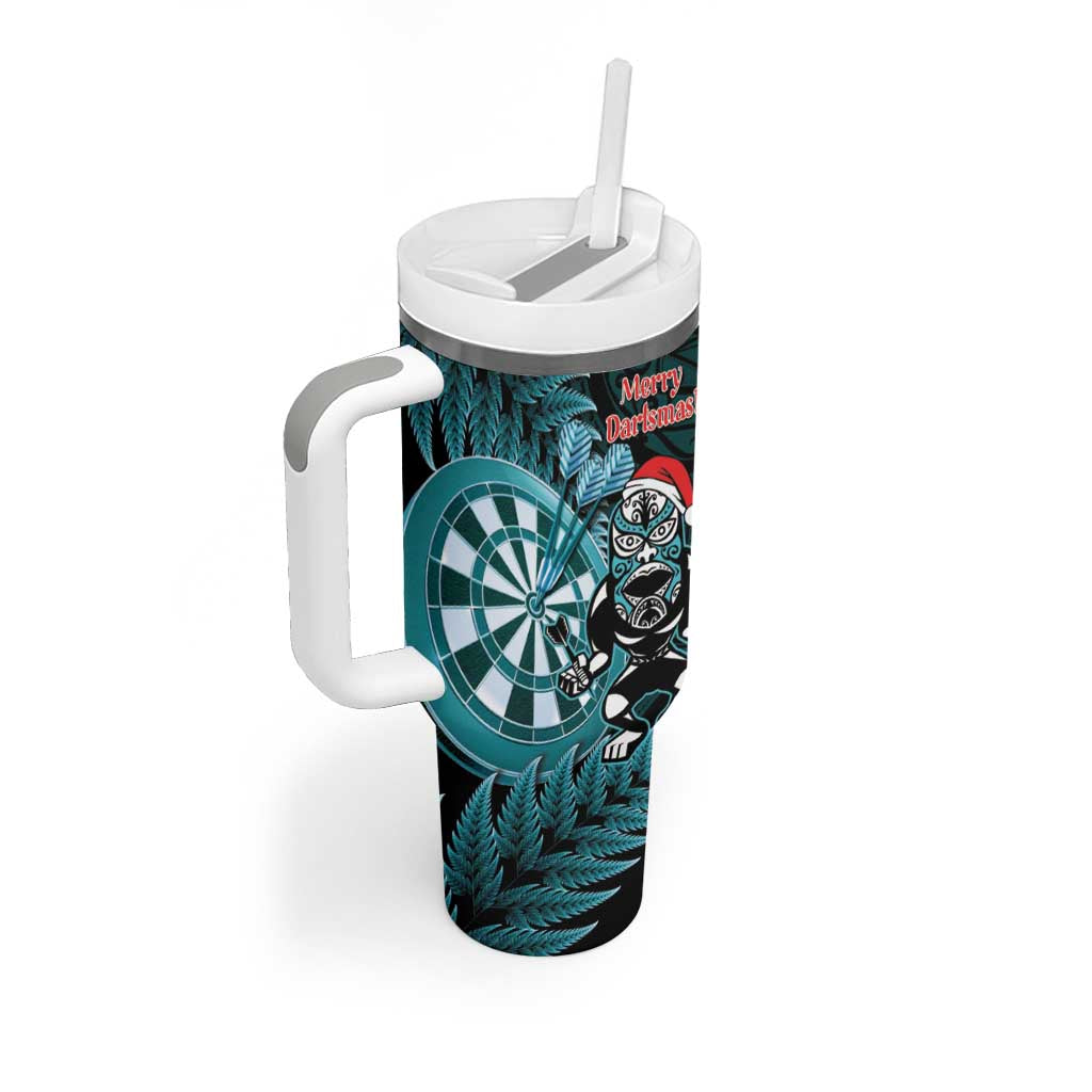 Personalised New Zealand Darts Christmas Tumbler With Handle Maori Fern Merry Dartsmas - Aussie Hoodie