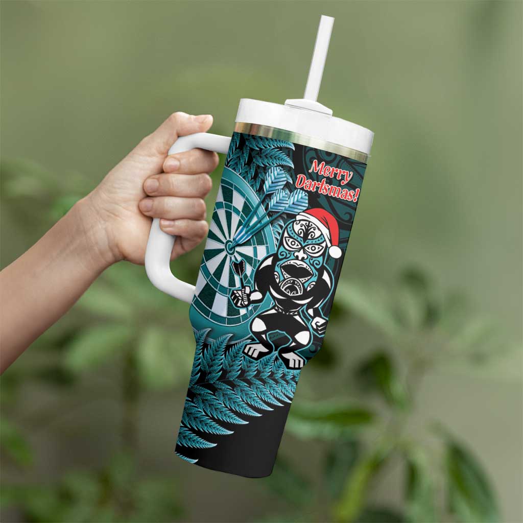 Personalised New Zealand Darts Christmas Tumbler With Handle Maori Fern Merry Dartsmas - Aussie Hoodie