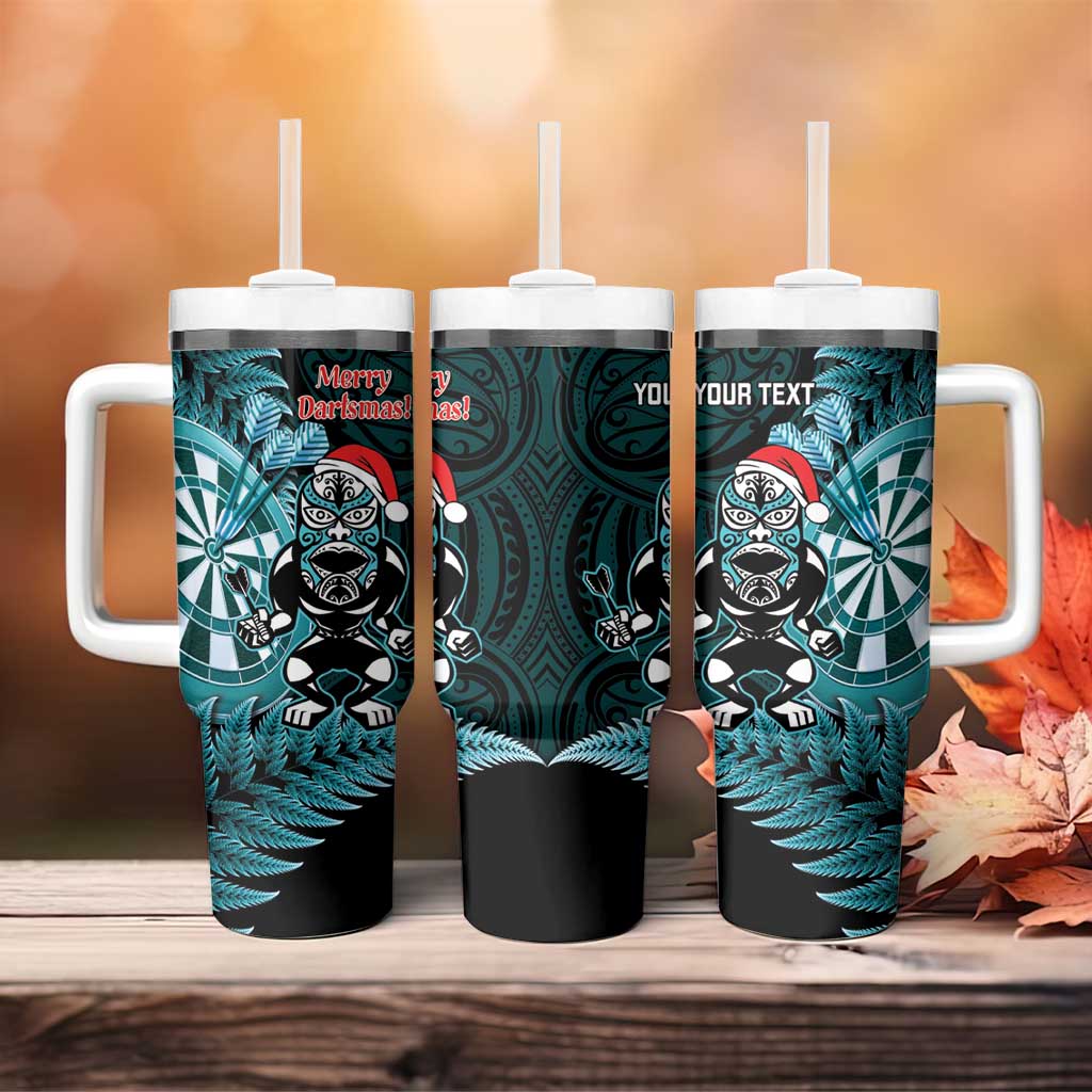 Personalised New Zealand Darts Christmas Tumbler With Handle Maori Fern Merry Dartsmas - Aussie Hoodie