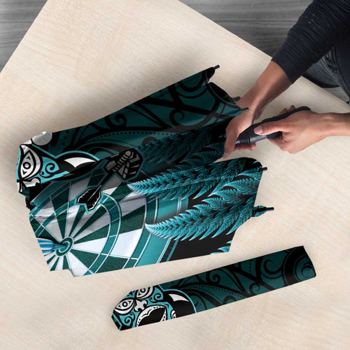 New Zealand Darts Christmas Umbrella Maori Fern Merry Dartsmas - Aussie Hoodie