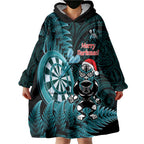 Personalised New Zealand Darts Christmas Wearable Blanket Hoodie Maori Fern Merry Dartsmas - Aussie Hoodie