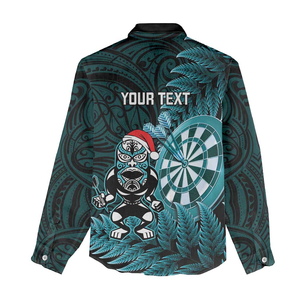 Personalised New Zealand Darts Christmas Women Casual Shirt Maori Fern Merry Dartsmas - Aussie Hoodie