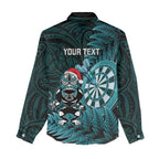 Personalised New Zealand Darts Christmas Women Casual Shirt Maori Fern Merry Dartsmas - Aussie Hoodie