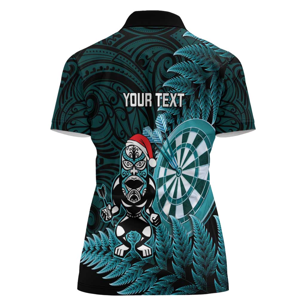 Personalised New Zealand Darts Christmas Women Polo Shirt Maori Fern Merry Dartsmas - Aussie Hoodie
