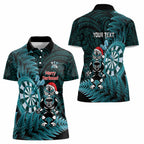 Personalised New Zealand Darts Christmas Women Polo Shirt Maori Fern Merry Dartsmas - Aussie Hoodie