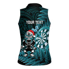 Personalised New Zealand Darts Christmas Women Sleeveless Polo Shirt Maori Fern Merry Dartsmas - Aussie Hoodie