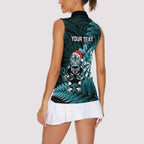 Personalised New Zealand Darts Christmas Women Sleeveless Polo Shirt Maori Fern Merry Dartsmas - Aussie Hoodie