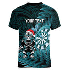 Personalised New Zealand Darts Christmas Women V-Neck T-Shirt Maori Fern Merry Dartsmas - Aussie Hoodie