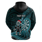 Personalised New Zealand Darts Christmas Zip Hoodie Maori Fern Merry Dartsmas - Aussie Hoodie
