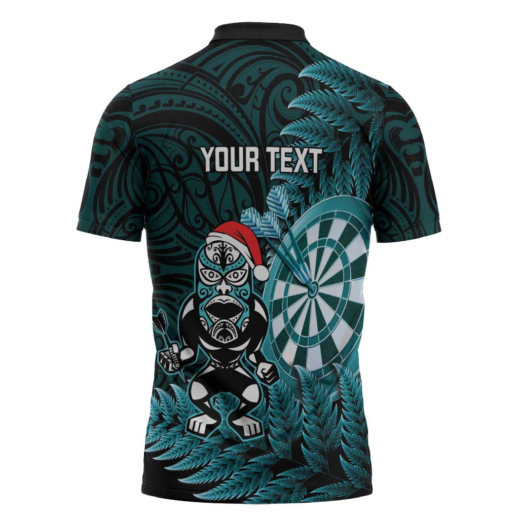 Personalised New Zealand Darts Christmas Zipper Polo Shirt Maori Fern Merry Dartsmas - Aussie Hoodie