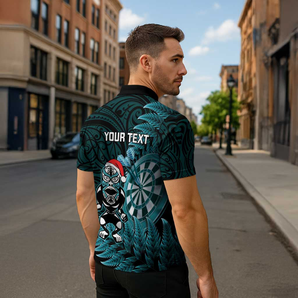 Personalised New Zealand Darts Christmas Zipper Polo Shirt Maori Fern Merry Dartsmas - Aussie Hoodie