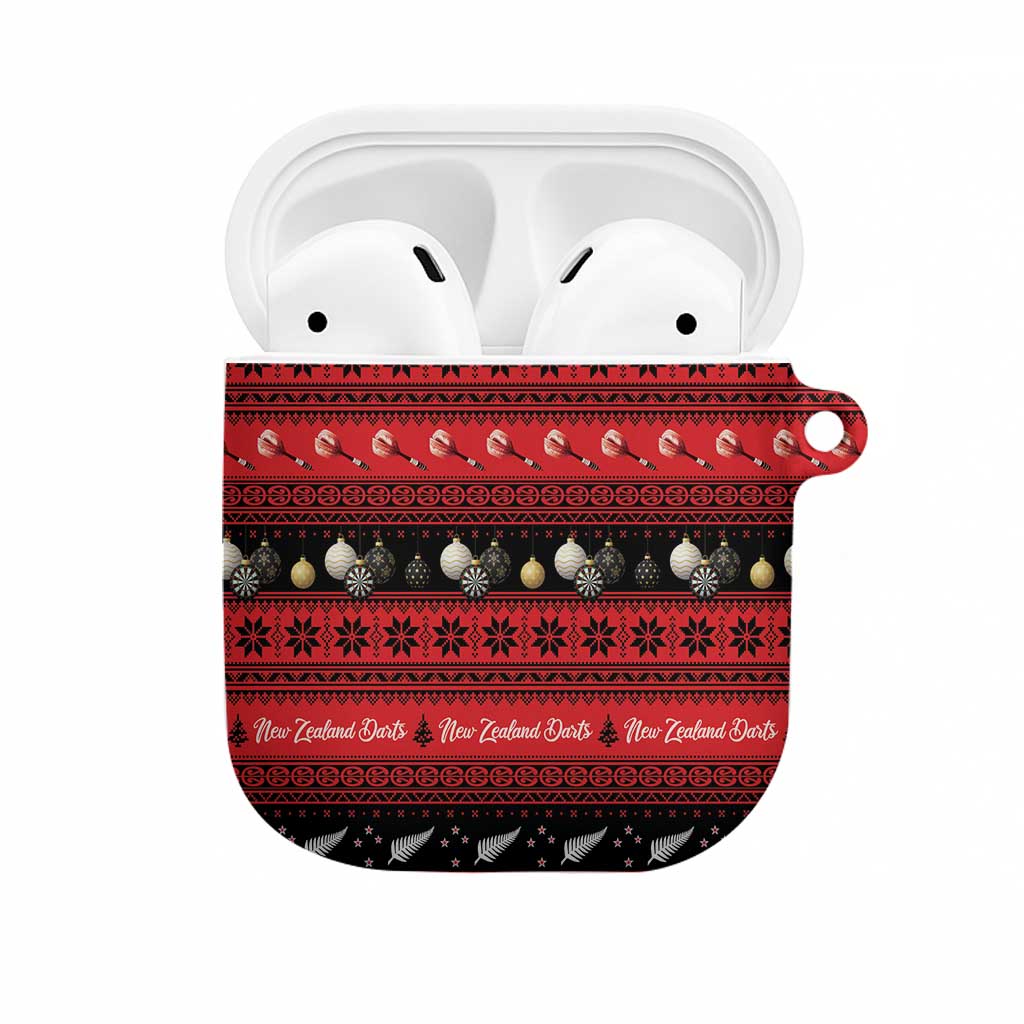 New Zealand Darts Christmas AirPods Case Merry Xmas Aotearoa Maori Red - Aussie Hoodie