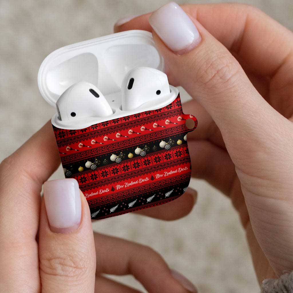 New Zealand Darts Christmas AirPods Case Merry Xmas Aotearoa Maori Red - Aussie Hoodie
