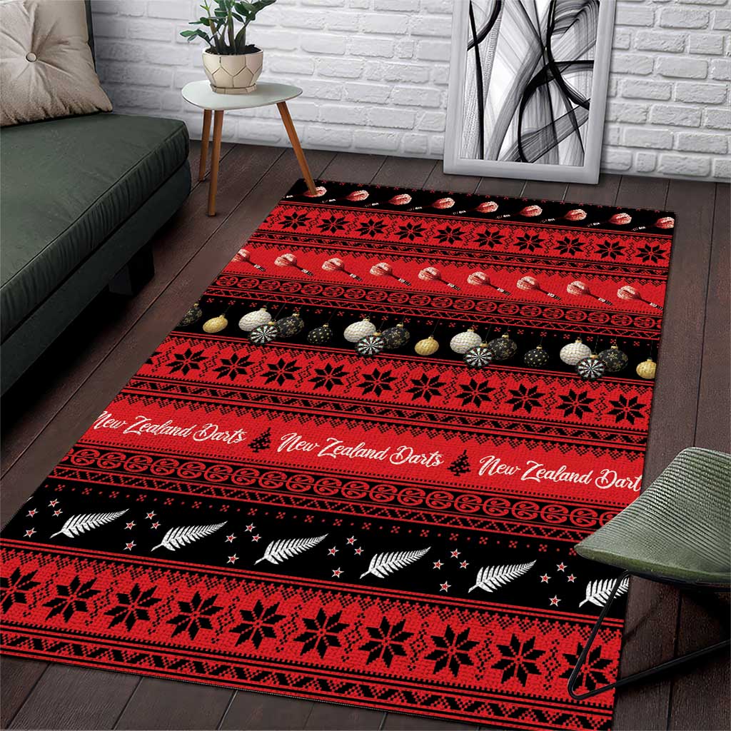 New Zealand Darts Christmas Area Rug Merry Xmas Aotearoa Maori Red - Aussie Hoodie