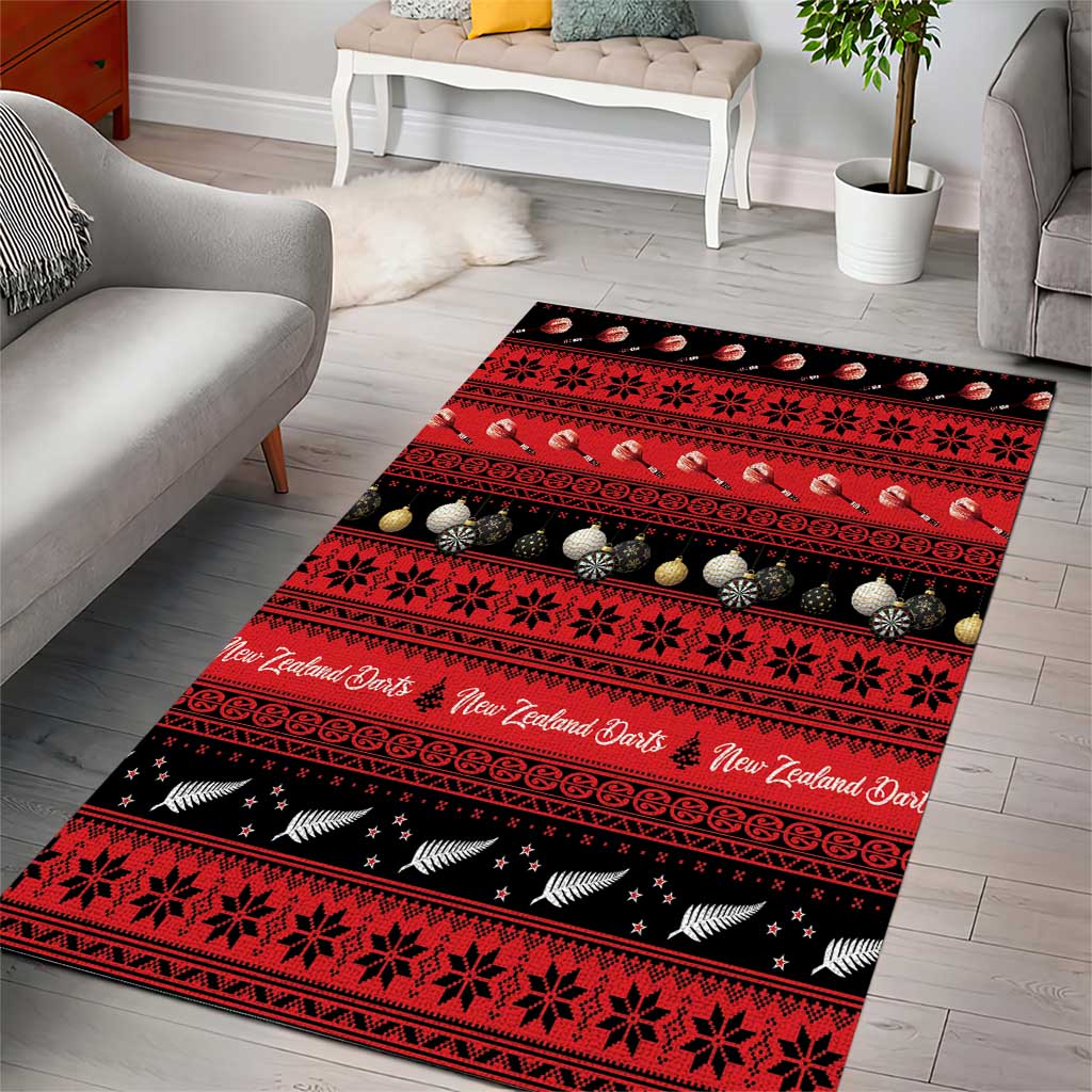 New Zealand Darts Christmas Area Rug Merry Xmas Aotearoa Maori Red - Aussie Hoodie