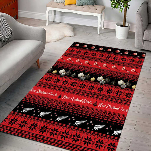 New Zealand Darts Christmas Area Rug Merry Xmas Aotearoa Maori Red - Aussie Hoodie