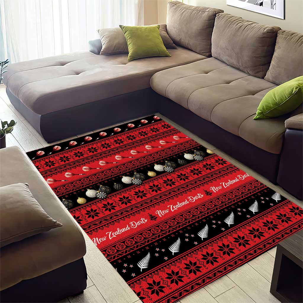 New Zealand Darts Christmas Area Rug Merry Xmas Aotearoa Maori Red - Aussie Hoodie