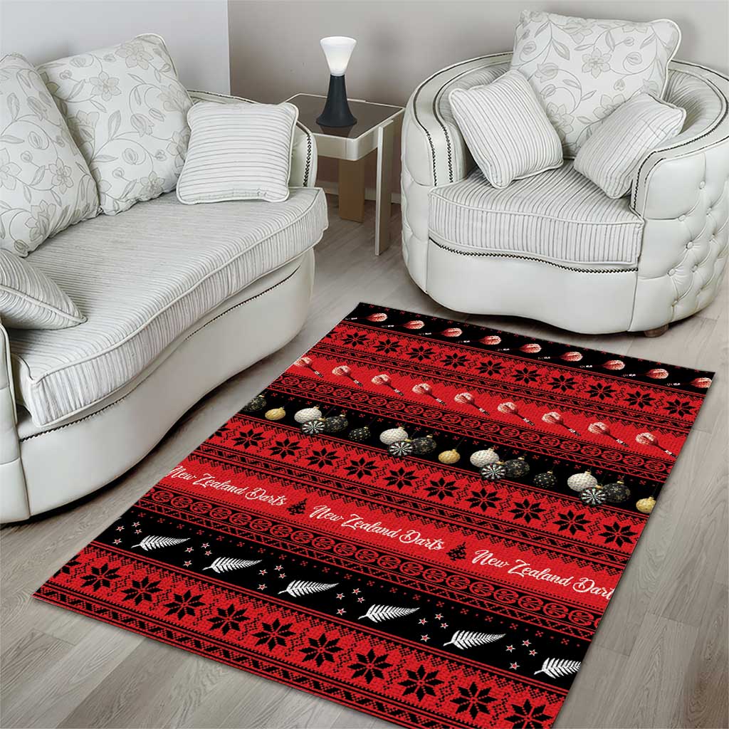 New Zealand Darts Christmas Area Rug Merry Xmas Aotearoa Maori Red - Aussie Hoodie