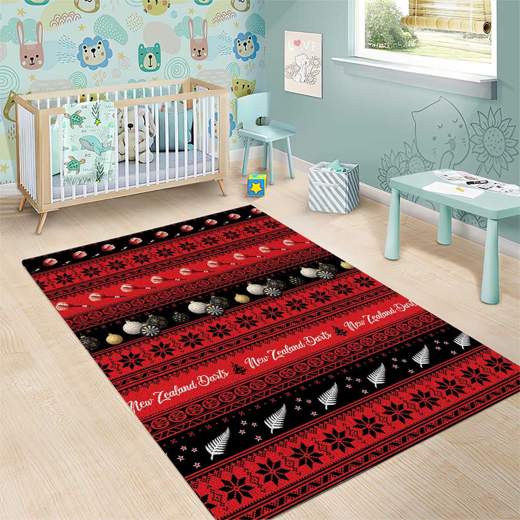 New Zealand Darts Christmas Area Rug Merry Xmas Aotearoa Maori Red - Aussie Hoodie