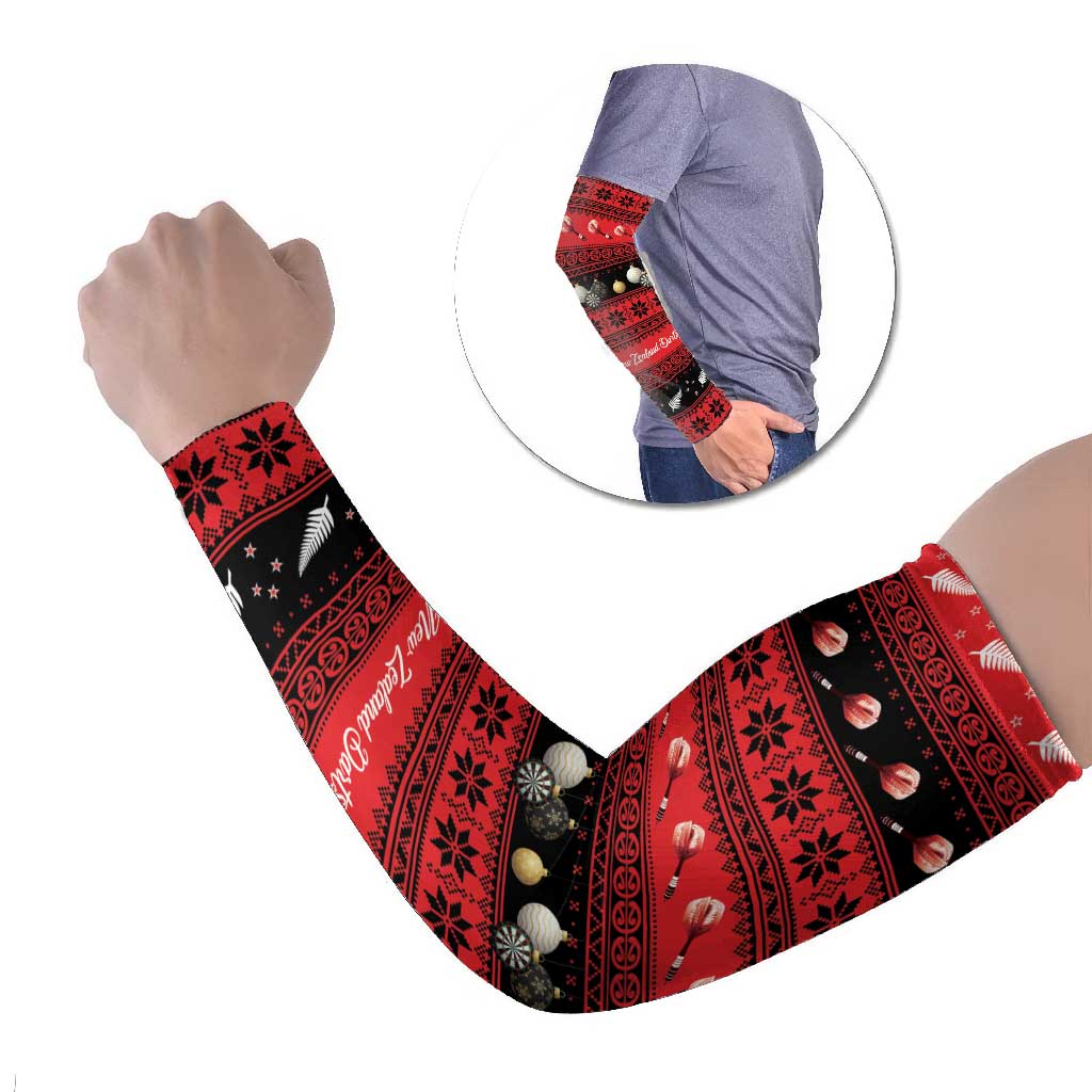 New Zealand Darts Christmas Arm Sleeves Merry Xmas Aotearoa Maori Red - Aussie Hoodie