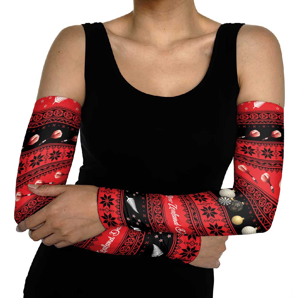 New Zealand Darts Christmas Arm Sleeves Merry Xmas Aotearoa Maori Red - Aussie Hoodie