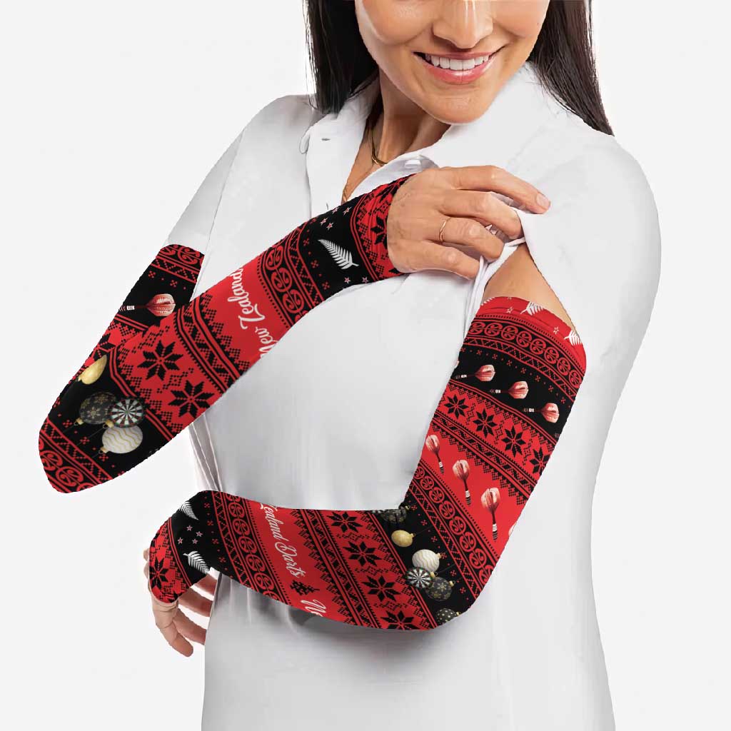 New Zealand Darts Christmas Arm Sleeves Merry Xmas Aotearoa Maori Red - Aussie Hoodie
