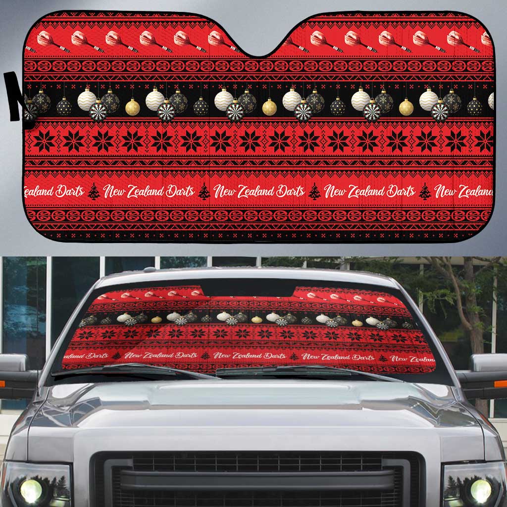 New Zealand Darts Christmas Auto Sun Shade Merry Xmas Aotearoa Maori Red - Aussie Hoodie