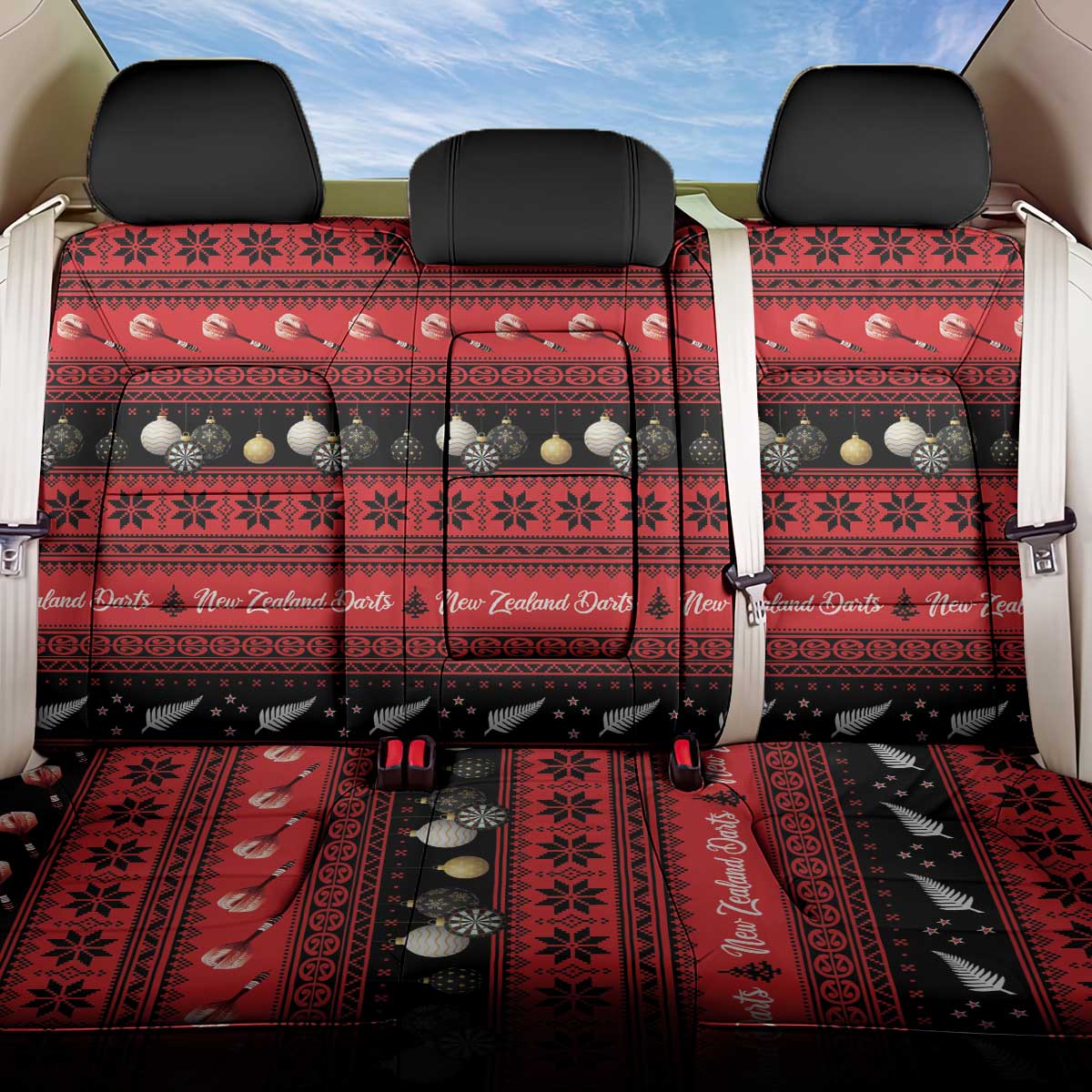 New Zealand Darts Christmas Back Car Seat Cover Merry Xmas Aotearoa Maori Red - Aussie Hoodie