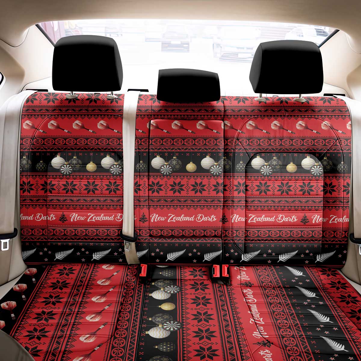 New Zealand Darts Christmas Back Car Seat Cover Merry Xmas Aotearoa Maori Red - Aussie Hoodie