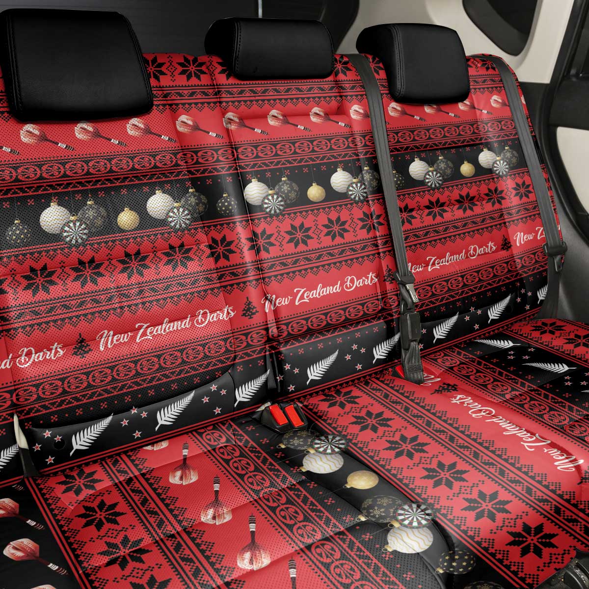 New Zealand Darts Christmas Back Car Seat Cover Merry Xmas Aotearoa Maori Red - Aussie Hoodie